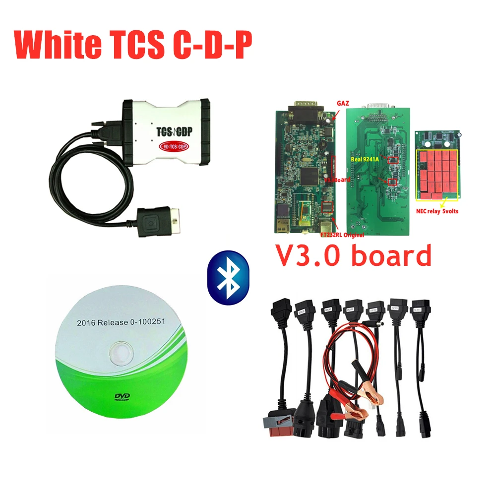 VD TCS C-D-P Pro Plus 2016R0/. R3 keygen V3.0 печатная плата с bluetooth obd сканирование для автомобилей/грузовиков+ 8 шт. автомобильные кабели