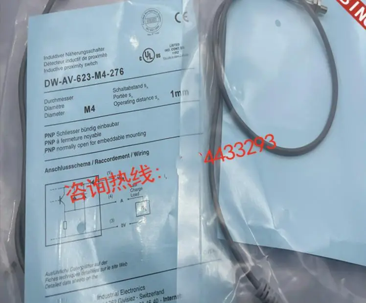 

Новый, 2 предмета высокое качество датчик приближения DW-AV-623-M4-276 DC три провода PNP нормально открытый 24V