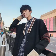 Зимний кардиган мужской модный Контрастный ЦВЕТНОЙ Повседневный вязаный свитер мужской уличная Свободный теплый свитер куртка мужская одежда M-3XL