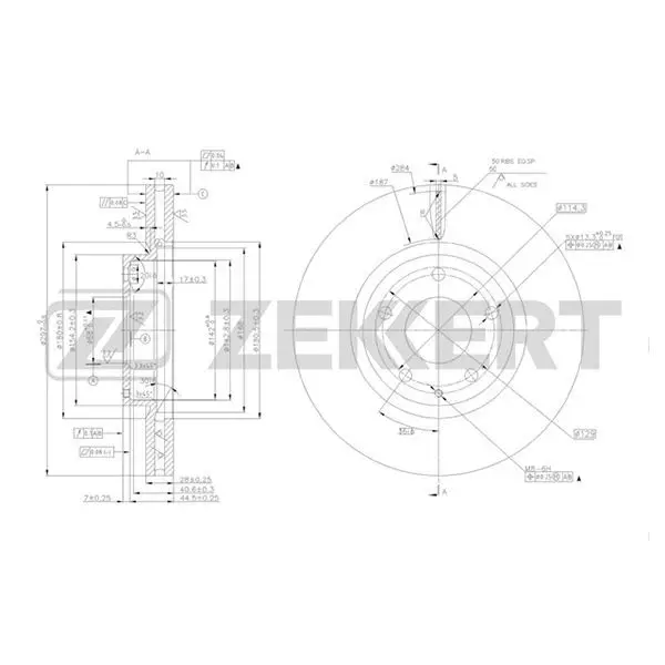 Диск торм. перед. Mazda 6 III 13- CX-5 11 ZEKKERT bs-5488