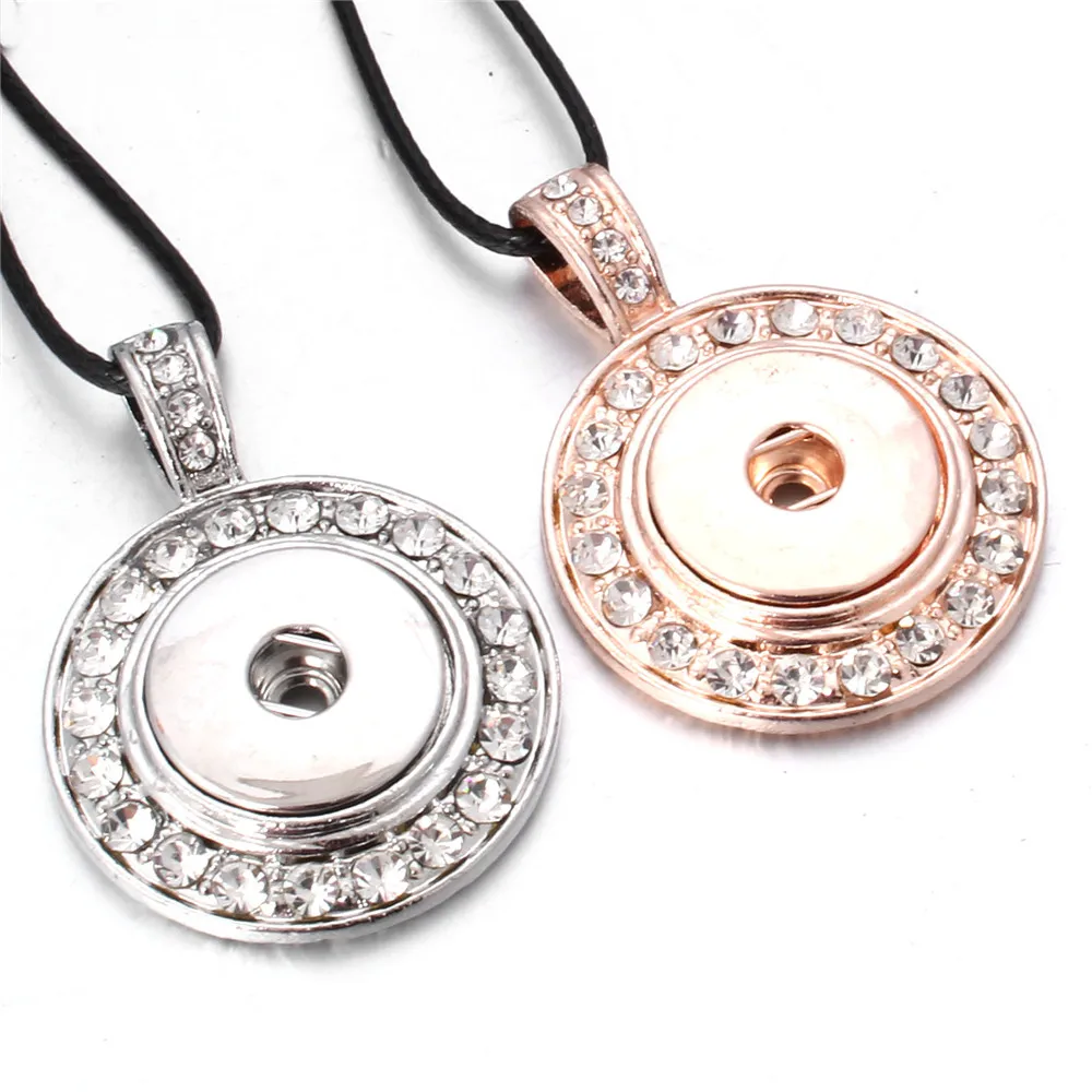 

New Snap Jewelry Rose Gold Crystal Snap Button Necklace Fit 18mm 20mm Snap Buttons Round Snaps Necklaces