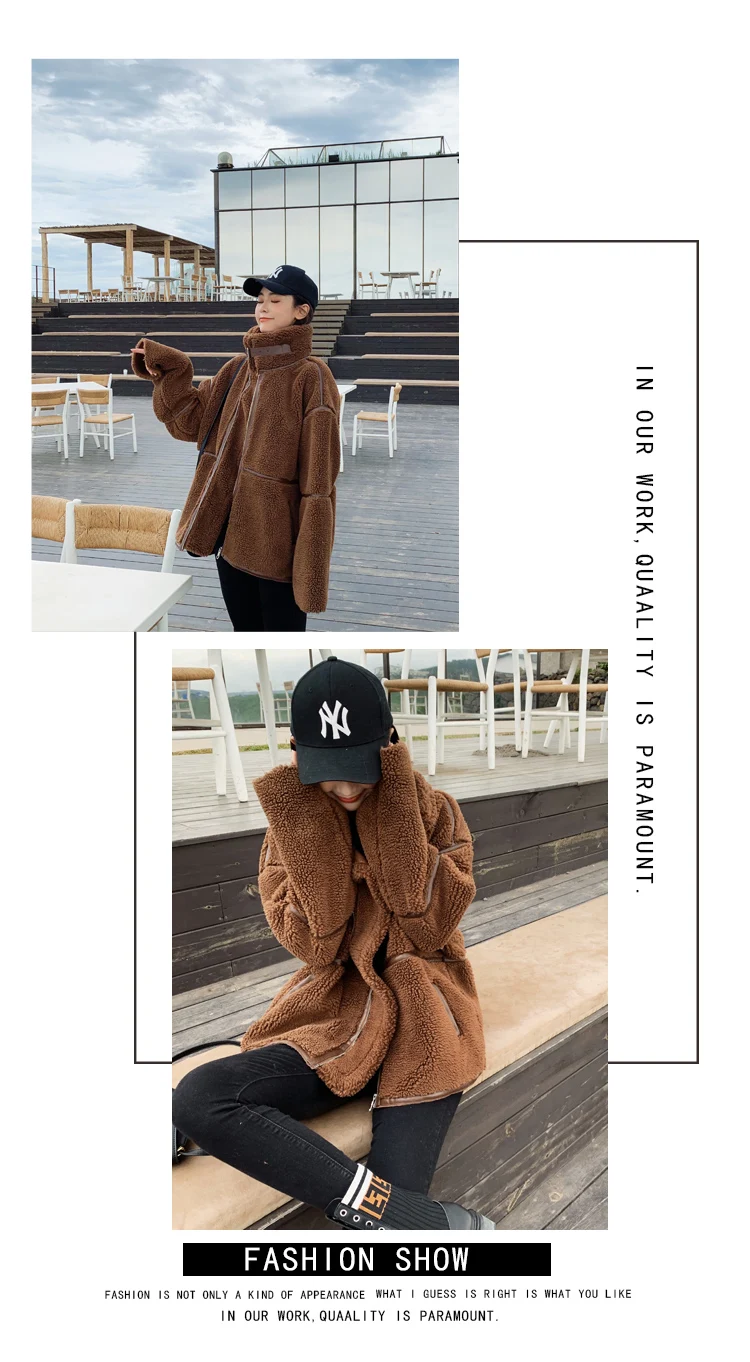 Winter Short Jacket Women's New Style Fashion Korean-style Loose-Fit ke li rong Lambs Wool Thick Fur Sheep Shearing