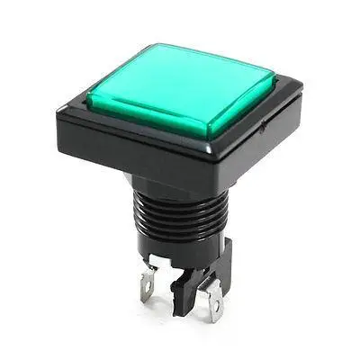 

Panel Mounted SPST Momentary Game Green Square Push Button Switch