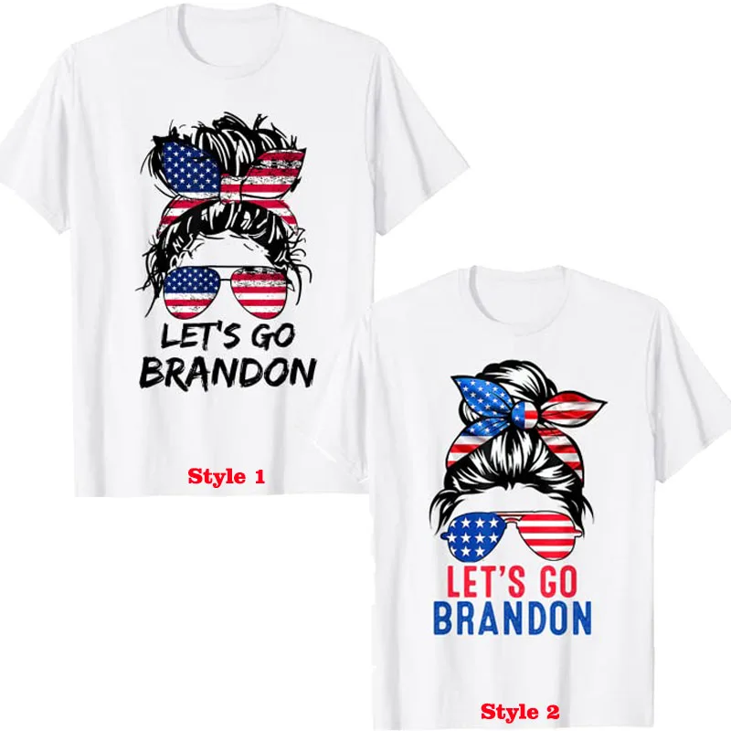 Let'S Go Brandon Disordinato Bun America Flag T-Shirt Anti Joe Biden Club Tee Top Divertente Scherzo Politico Abbigliamento