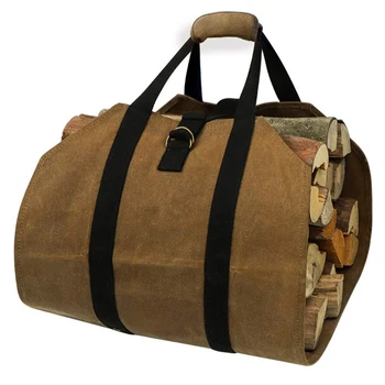 

Large-capacity Firewood Storage Bag Outdoor Camping Canvas Wear-resistant Log Carrier Bag for Outdoor Traveling Wood Storage