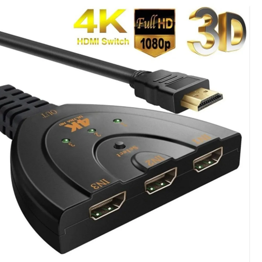 Мини 3 порта Переходник HDMI разветвитель Кабель 1.4b 4K* 2K 1080P Переключатель HDMI 3 в 1 выход порт концентратор для HDTV Xbox PS3 PS4 DVD HDTV