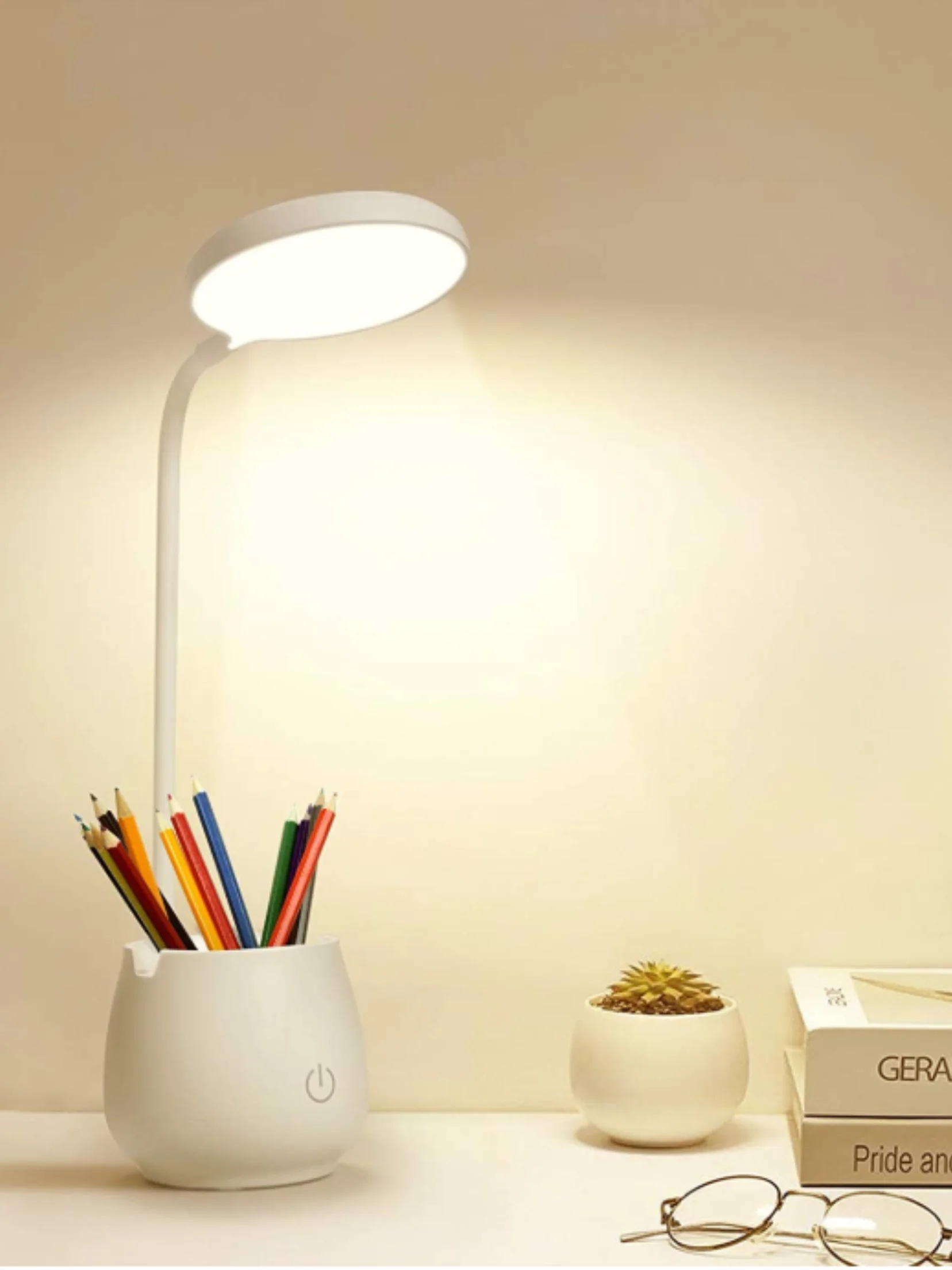 Lampe de bureau pour le bureau à domicile, lampe de bureau LED avec porte- stylo et support de téléphone, 3 Modes d'éclairage de couleur, veilleuse de  lecture accrocheuse - AliExpress