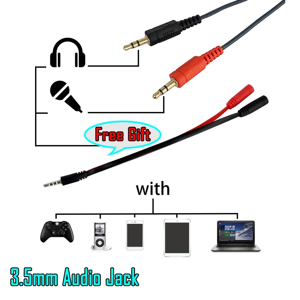 Ch1 Stereo Headphone Headsets Casque Deep Bass Computer Laptop Gaming Headset With Microphone Light for PC Game Gamer Earphones