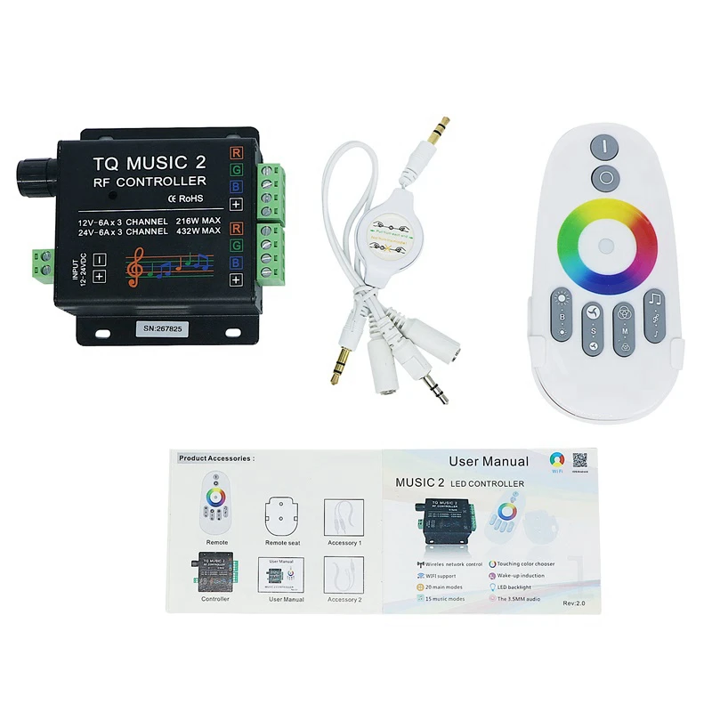 SZYOUMY DC12V 24V RGB LED контроллер RF Музыка Аудио управление 18A 3 канала TQ 2 для SMD 3528 5050 5630