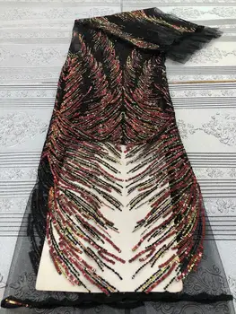 

African Lace Fabric 2020 High quality Sequins with Embroidery Nigerian Lace Fabric For Women French Mesh Lace Fabric