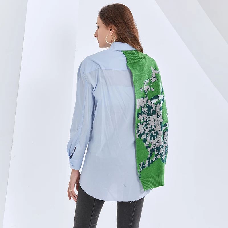 TWOTWINSTYLE Print Shirt For Women Lapel Collar