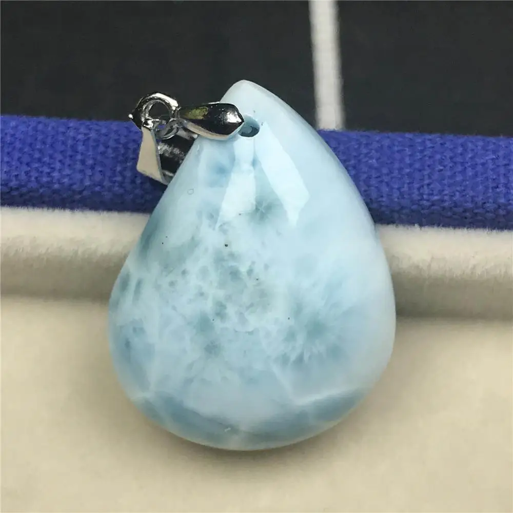 Натуральная синяя подвеска larimar для женщин 25x19x9 мм бусины в форме капель воды Прозрачный камень Модный кулон, ювелирные изделия AAAAA