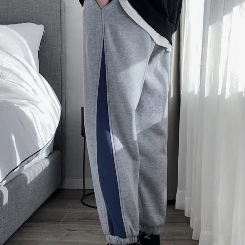 Winter Plus Velvet Thick Sweatpants Men s Fashion Hit Color Casual Joggers Pants Men Streetwear Hip 5