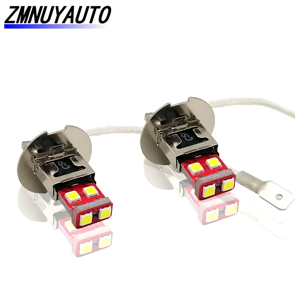 2PCS H3 6SMD 3030 Car Front Fog Light Auto H1 Led Lamp Driving Day Running Bulbs White