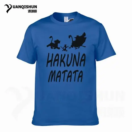 YUANQISHUN Лев футболка King Акуна Матата с принтом короткий рукав Для мужчин футболка Повседневное забавные аниме Симба Пумба Тимон футболка