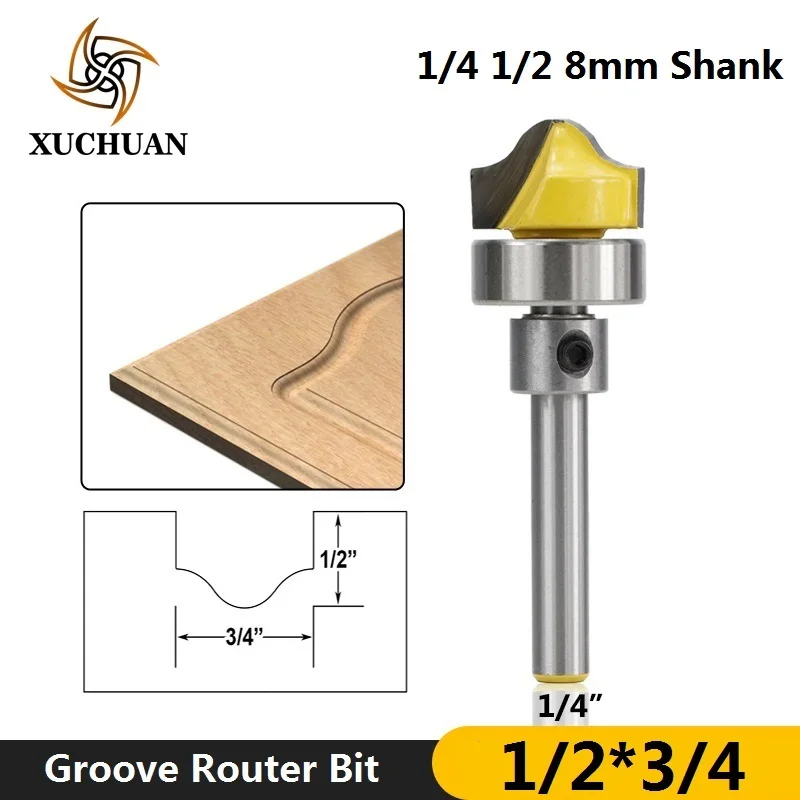 

1pc 1/4'' 1/2'' 8mm Shank 3/4'' Diameter Faux Panel Ogee Groove Router Bit Door Milling Cutter Carbide End Mill Wood Milling Bit