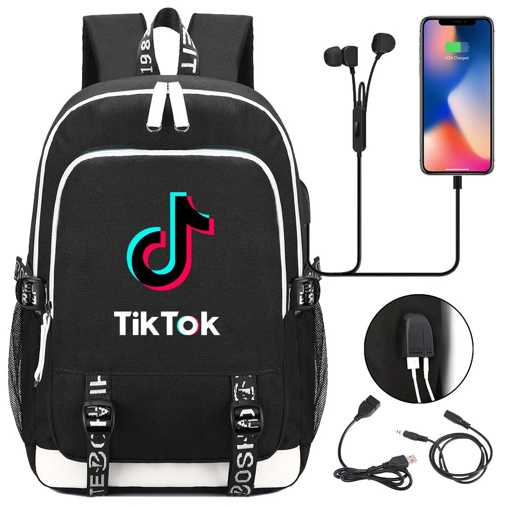 TIK TOK-Mochila para portátil de gran capacidad para hombre, morral escolar para adolescentes, estudiantes universitarios, Mochila infantil con USB