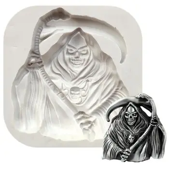 

Luyou 1pc Grim reaper cake silicone mold fondant lace mold Birthday cake decorating tools chocolate gumpaste mold FM1976