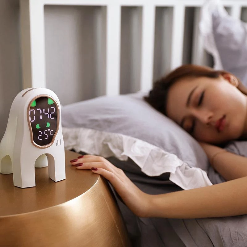 АБС-Usb Зарядный умный светодиодный ночной Светильник мультипликационный музыкальный будильник звук Сенсор настольные часы Температура Дисплей украшения