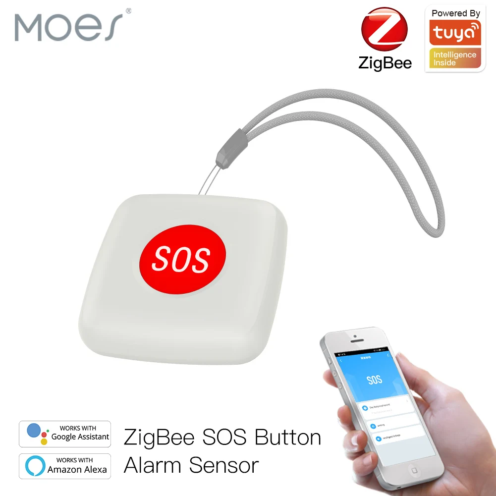 Tuya ZigBee SOS Button Sensor Alarm Elderly Children Alarm Emergency Help Switch Tuya Smart Life App Remote Control