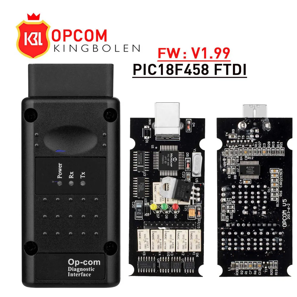 5 шт./партия opcom V1.99 V1.78 V1.65 с PIC18F458 FTDI OP COM OBD2 автоматический сканер для Opel Car CAN BUS V1.7 flash update free