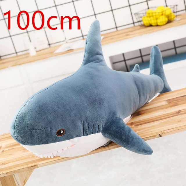 100cm 1 шт., большой размер, Акула, плюшевая игрушка, мягкая, набитая, спелгоед, животное, для чтения, подушка для подарка на день рождения, подушка, подарок для детей, 80-140 см - Цвет: 100cm