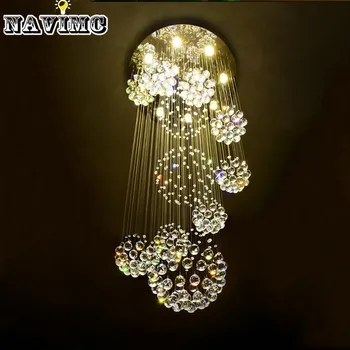 

Modern Large Crystal Chandelier Light Fixture for Lobby Staircase Stairs Foyer Long Spiral Lamp Lustre Home Decoration