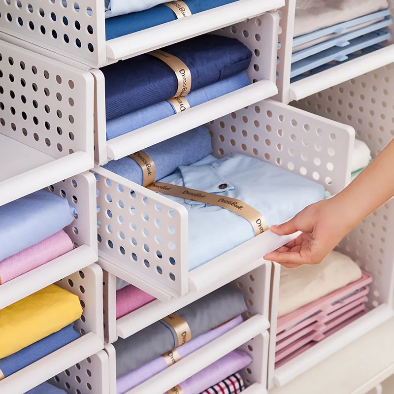 

Hollow Wardrobe Drawer Storage Box Kitchen Classification Storage Basket Folding Layered Storage Rack Shelves Drawer Divider