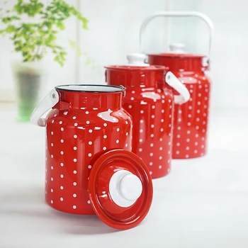 

Porcelain enamel milk barrel fermented yoghurt rice wine barrel sealed water bucket pickled pickles storege pot