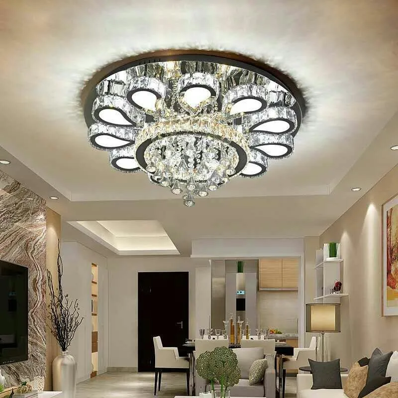 

Luxury Round Crystal LED Ceiling Light Romantic Art Crystal Home and Commercial Lighting Ceiling lamp 110-240V