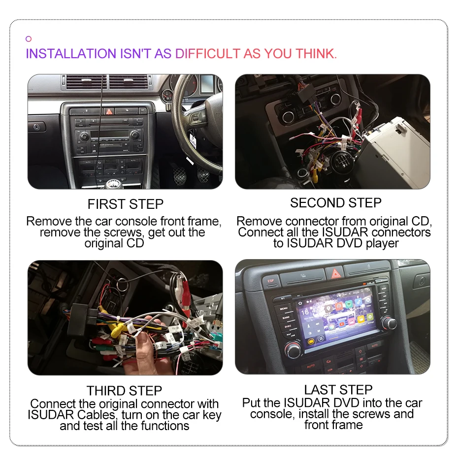 Isudar 2 Din Авто Радио Android 9 для Audi/A4/S4 2002-2008 CANBUS Автомобильный мультимедийный Видео DVD gps Восьмиядерный rom 32G USB DVR DSP