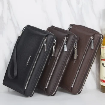 

men wallets with coin pocket long casual phone bag fashion business zipper clutch bag Horizontal male purses 2020 hot selling