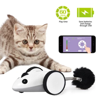 

New Pet Cat Toy Realistic Mouse App Control Cats Kitten Interactive Chew Bite USB Charging Pet Toys Mice