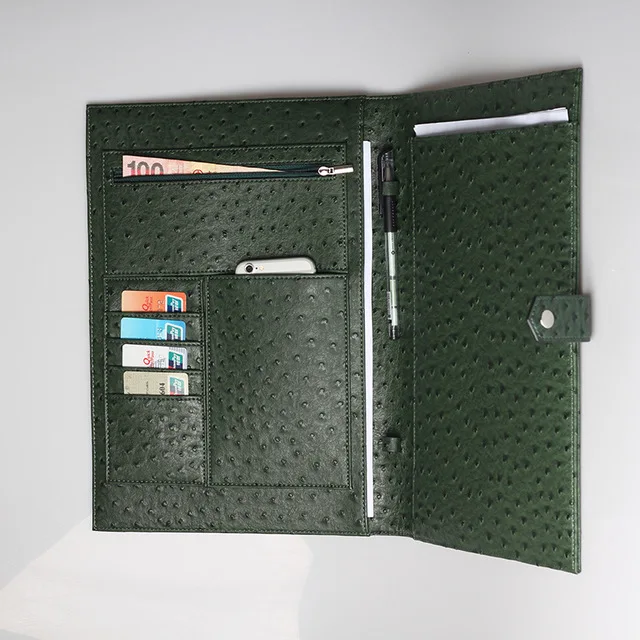 Alirattan папки для файлов Лидер продаж модная деловая сумка Высокое качество страуса питона шаблон портфель чехол для книги складная сумка - Цвет: Ostrich Green