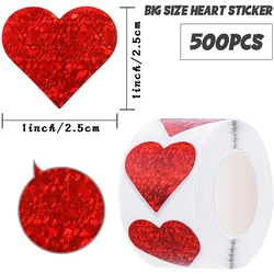 500pcs Red Heart Shape Labels Valentine's Day Paper Packaging Sticker Candy Dragee Gift Box Packing Bag Wedding Party Decorate