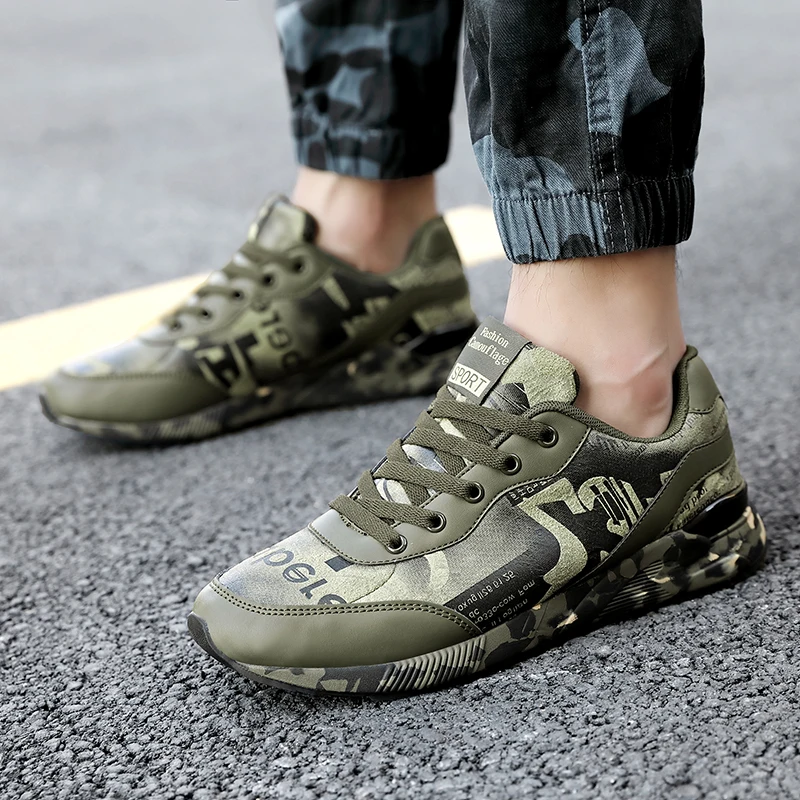 Zapatillas de deporte de moda para hombre, zapatos informales de camuflaje  para exteriores, cómodos para caminar, talla 36 44, color verde| | -  AliExpress