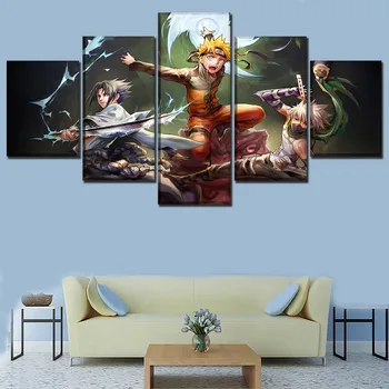 

5 Piece Anime Naruto Swordsmen Poster Wall Art Home Decorative Modular Pictures High Quality Canvas Print Painting obrazy plakat