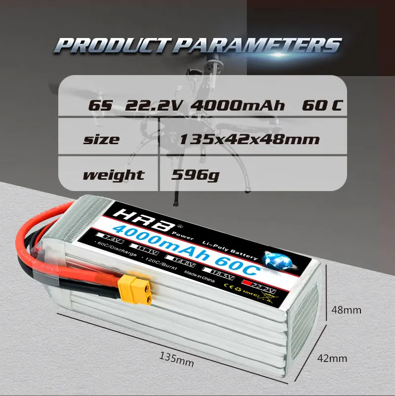 2 шт. HRB 6S Lipo батарея 22,2 V 4000mah 60C EC5 разъем XT60-T Deans разъем для радиоуправляемого квадрокоптера 550E 700 вертолет Автомобиль Грузовик Лодка