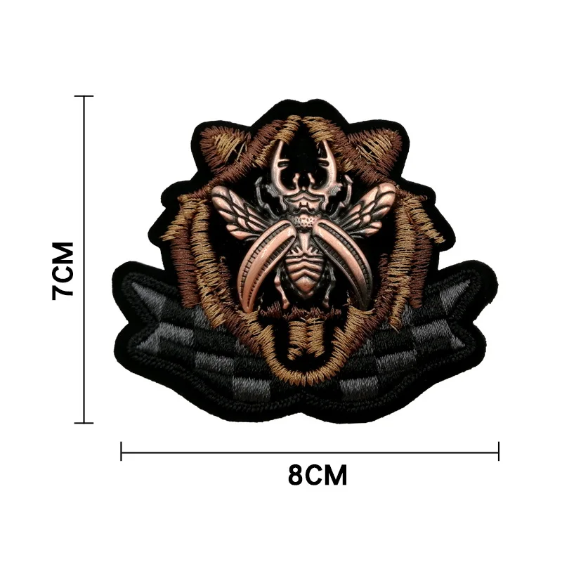 GUGUTREE вышитая металлическая нашивка beetle Crown Tiger lion нашивки с изображением волка аппликация Одежда Куртка значок нашивки для одежды YC-38