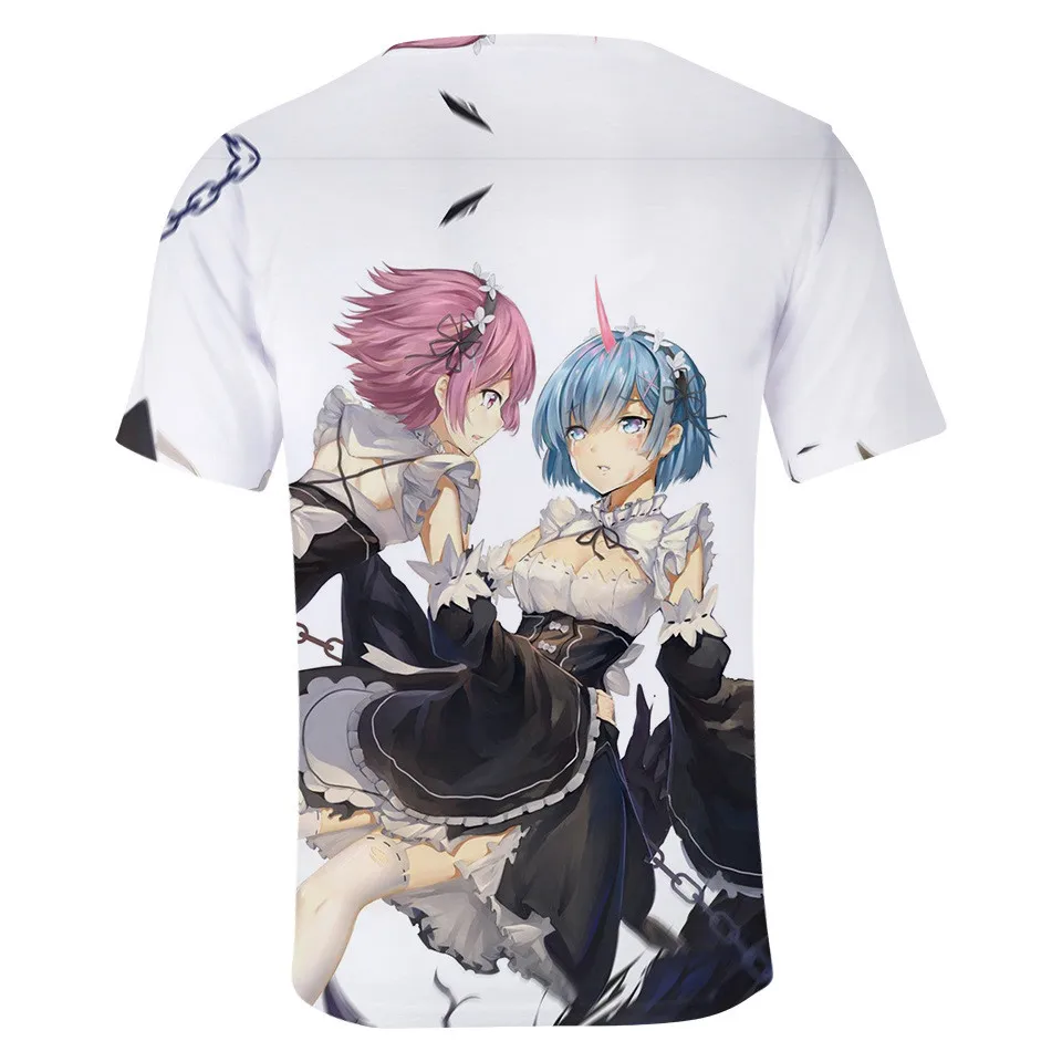 Re ZERO Starting Life in anthorn World, футболка Rem Ram, женская и мужская футболка с коротким рукавом, футболка для косплея, футболки с аниме, топы, одежда