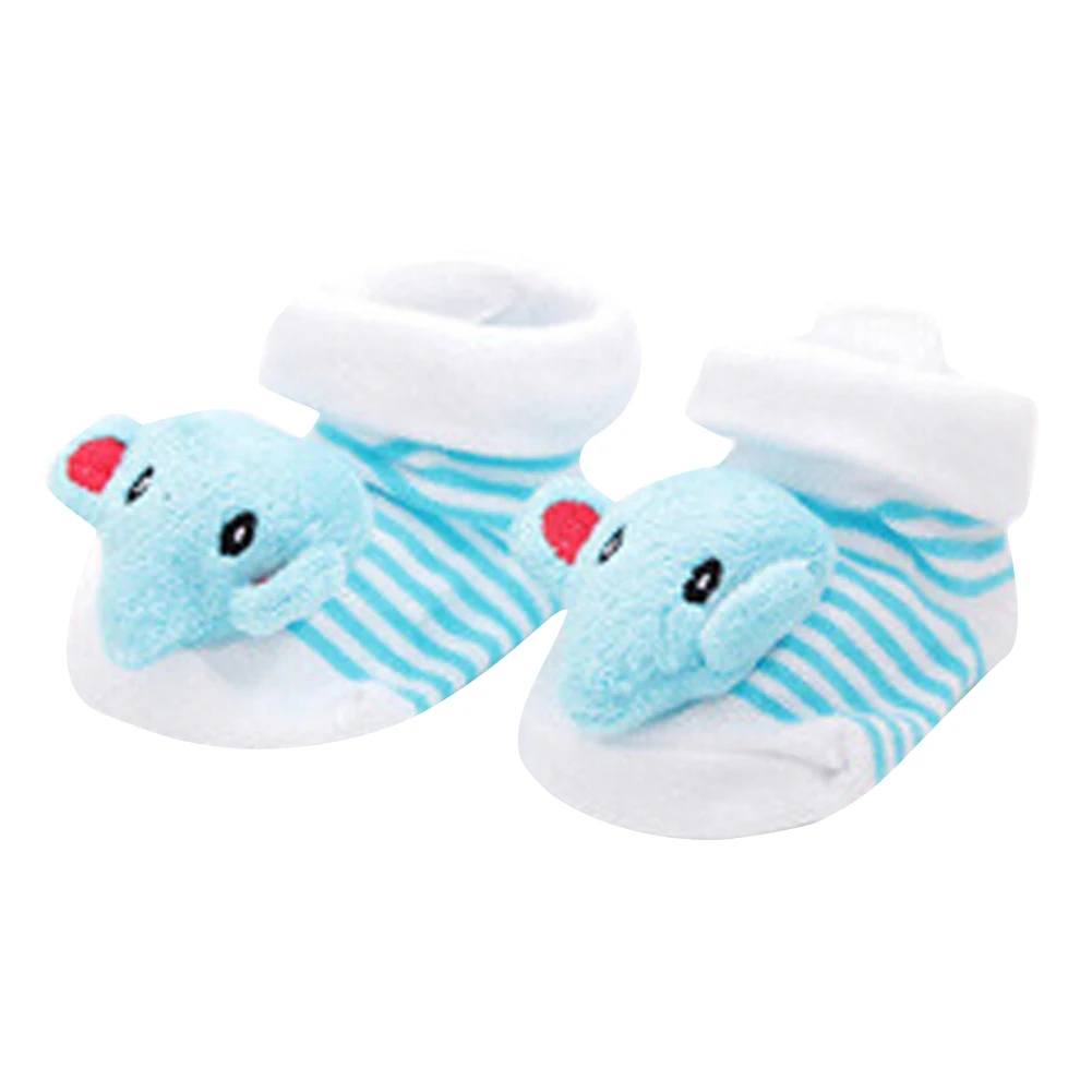 Новые противоскользящие носки-тапочки для новорожденных мальчиков и девочек с объемным рисунком животных, милые хлопковые мягкие носки до лодыжки для малышей 0-12 месяцев - Цвет: D