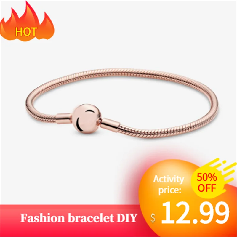 Базовый браслет на цепочке под змеиную кожу, браслет Pandora, подарки для девушек Sieraden для женщин, ювелирные изделия, модные серебряные аксессуары 925