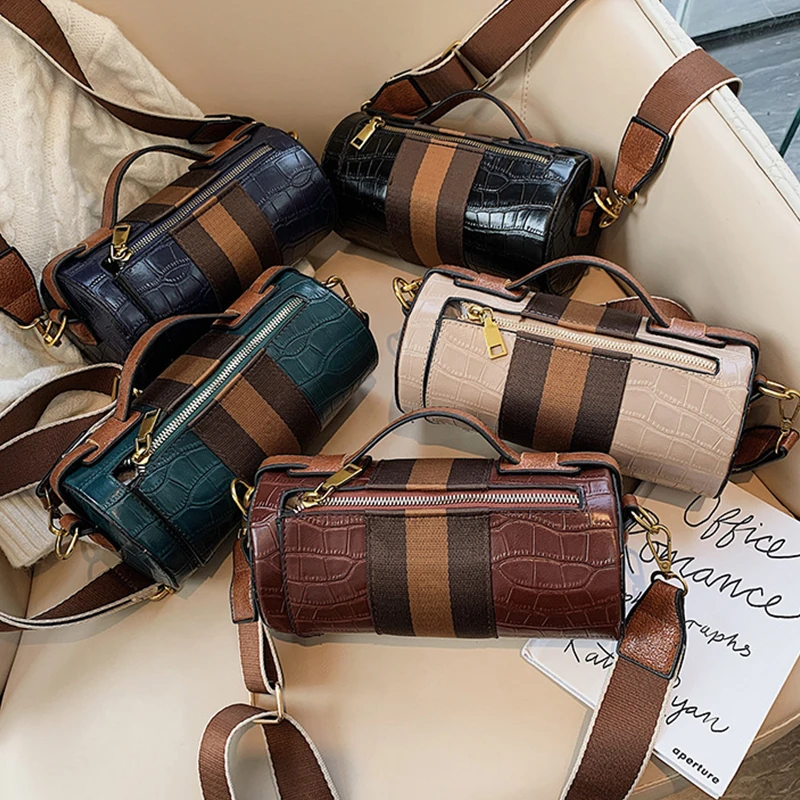 

Casual Barrel Stone Pattern Shoulder Bag Woman Bags Simple Alligator Handbags Ladies Messenger Crossbody Bag Designer Clutch Ins
