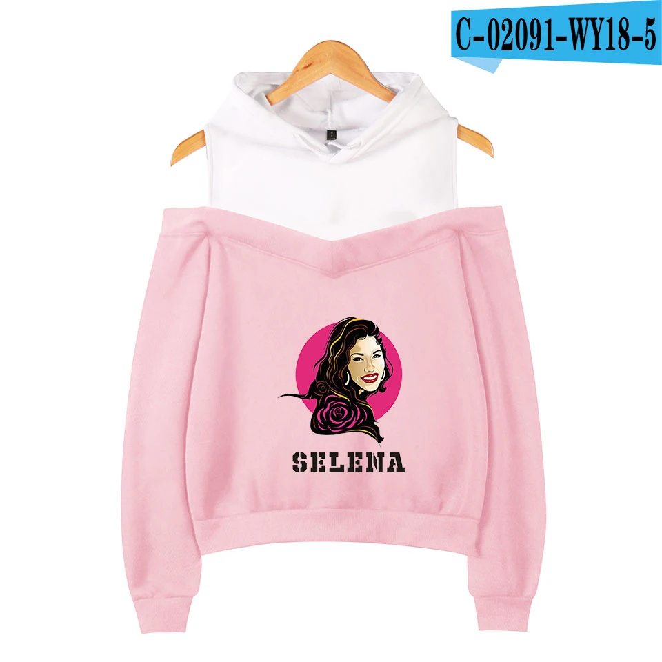 Лидер продаж; красивые толстовки без бретелек Selena quintanilla для женщин; милые повседневные толстовки без бретелек для молодых людей; Selena quintanilla - Цвет: pink