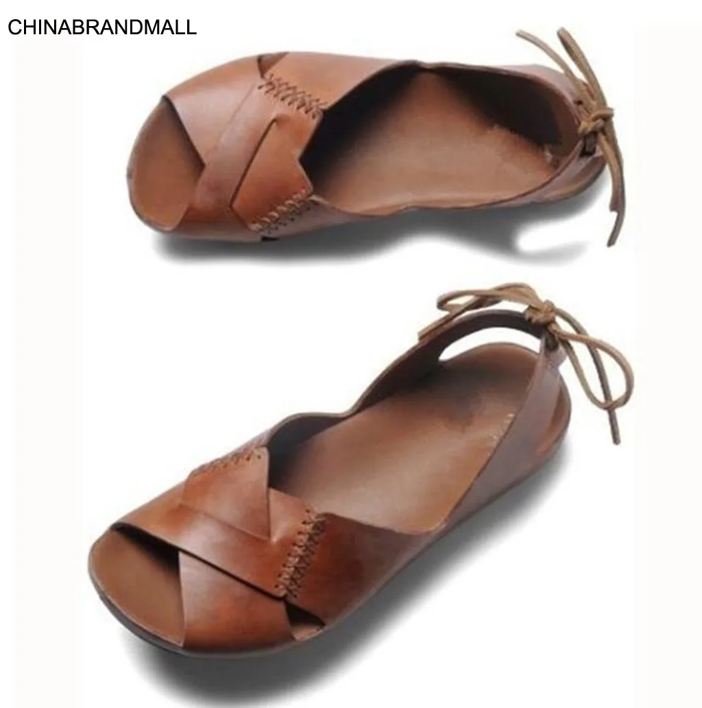 

Size 34-46 New genuine leather sandals women shoes rhinestone female summer flat sandals ladies casual shoes#g6