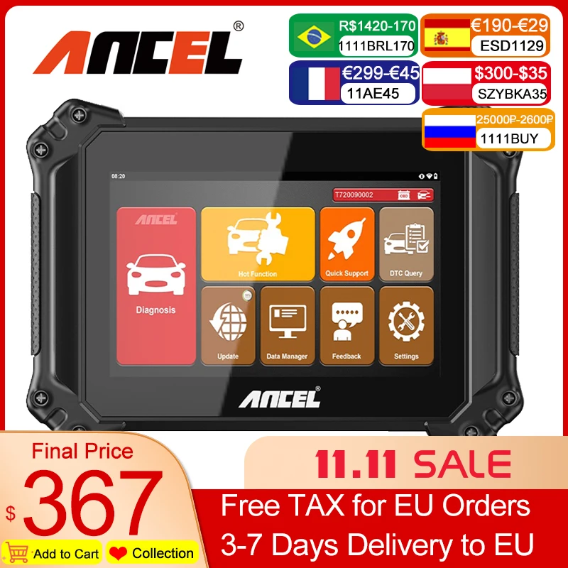 Ancel V6 OBD2 Diagnostic Scanner Professional Full System Car Tool DPF ABS Oil IMMO Reset OBD 2 Automotive | Автомобили и