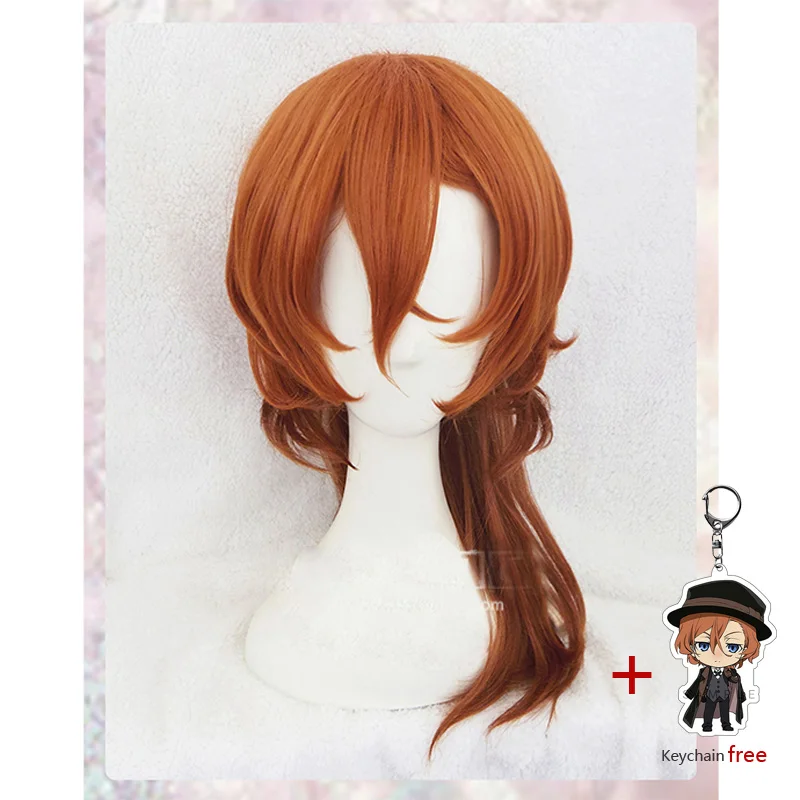 

Anime Bungo Stray Dogs Chuya Nakahara Chuuya wig Cosplay Costume Men & Women Hair Halloween Party wigs + Keychain