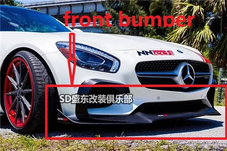 Подходит для Mercedes-бензамид GT GTS Renntech углеродного волокна задний спойлер заднего крыла задние Губы передний бампер - Цвет: Темно-серый