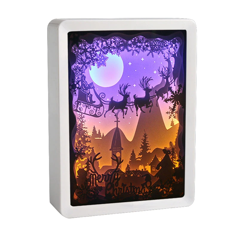 Creative 3D Paper Carving Night Lamp Small Art Decorative Night Light Table Light For Holiday Christmas Decoration Romantic Gift - Испускаемый цвет: G