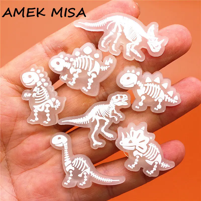 Shoe Charms Shoe Decorations 1pcs Luminous Shoe Charms Fluorescent White Dinosaur Skeleton PVC Shoe Buckle Decoration Upper Clips Fit Party Kids Gifts U286